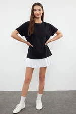 Trendyol Black More Sustainable 100% Cotton Printed Relaxed/Comfortable Fit Knitted T-Shirt