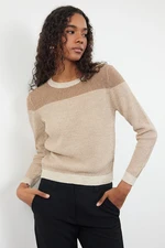 Trendyol Mink Glitter Transparent Knitwear Sweater