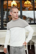 Trendyol Stone Slim Slim Fit Crew Neck Color Block Knitwear Sweater