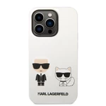 Silikonové pouzdro Karl Lagerfeld and Choupette Liquid Silicone pro Apple iPhone 14 Pro Max, bílá