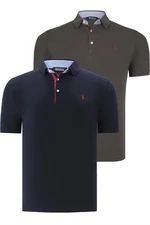 DUAL SET T8582 DEWBERRY MENS T-SHIRT-NAVY BLUE-KHAKI