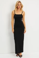 Cool & Sexy Women's Black Back Low-cut Midi Dress