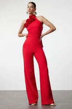 Trendyol Red Rose Detailed Woven Jumpsuit