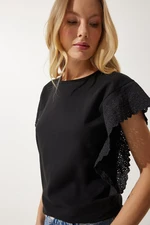 Happiness İstanbul Women's Black Scalloped Knitted Blouse