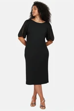 Trendyol Curve Black Bodycone Woven Plus Size Dress with Flowing Sleeves