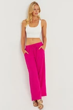 Cool & Sexy Women's Fuchsia Elastic Waist Wrap Pants