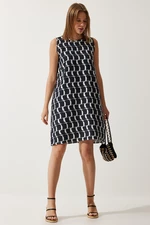 Happiness İstanbul Women's Vivid Black Ecru Patterned Summer Bell Dress