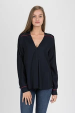 Tommy Hilfiger Blúzka - HERMOSA BLOUSE LS tmavomodrá