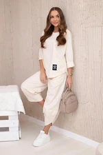 Set of sweatshirt and pants punto light beige