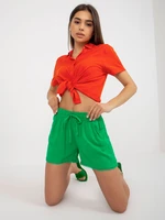 Green summer casual shorts with lace FRESH MADE