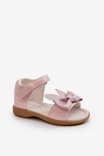 Children's sandals with bow and Velcro fastening, pink Wistala