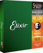 Elixir 14202 NanoWeb Light 45-130 Saiten für 5-saitigen E-Bass, Saiten für 5-Saiter E-Bass