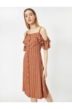 Koton Women's Brown Striped Dress