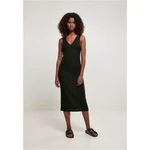 Women's sleeveless midi dress with ribbing black