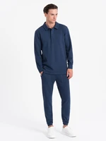 Ombre Men's tracksuit set sweatshirt with polo collar + pants