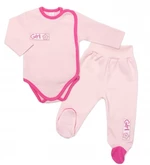 2-dílná sada G-baby body dl. rukáv zap. bokem + polodupačky Girl, růžová, vel. 62, vel. 62 (2-3m)