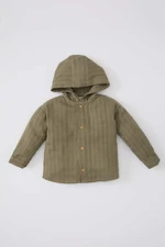 DEFACTO Baby Boy Hooded Textured Long Sleeve Shirt
