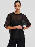 Karl Lagerfeld Organza T-shirt Triko Černá