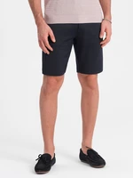 Ombre Men's structured knit shorts with chino pockets - navy blue