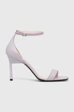 Kožené sandály Calvin Klein GEO STILETTO SANDAL fialová barva, HW0HW01610