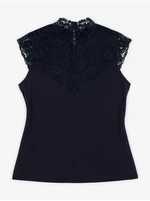 Orsay Dark blue women's T-shirt with lace detail - Women