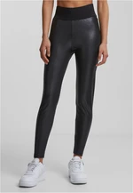 Women's black high-waisted synthetic leather leggings