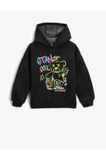 Koton Hooded Sweatshirt Graffiti Teddy Bear Printed Long Sleeve Raising