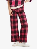 Dark pink girly checked pants Desigual Denis - Girls