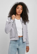 Women's Organic College Sweat Jacket Sweatshirt Grey/White