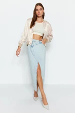 Trendyol Limited Edition Light Blue Asymmetrical Maxi Denim Skirt