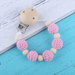 Crochet Beads Pacifier Holder Clips Baby Pacifier Chain Teether Nipple Chain Hand Made Gift