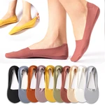 3Pairs Women Seamless Summer Breathable Silk Ankle Socks Cotton Bottom Solid Color Silicone Anti-slip Socks Ultrathin Boat Sock