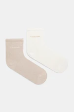 Ponožky Calvin Klein 2-pack dámské, béžová barva, 701229452