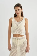 DEFACTO Fall In Love Regular Fit Knitwear Openwork Sleeveless Beach Top