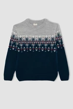 DEFACTO Boy's New Year's Themed Crew Neck Sweater