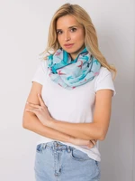 Blue scarf with colorful print