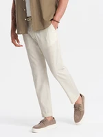 Ombre Men's linen blend roll-up chino pants - cream