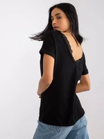 Black V-neck blouse at back Salma RUE PARIS