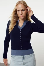 Trendyol Navy Blue Double Knit Cardigan