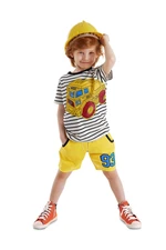 Denokids 93 Truck Striped Yellow Boys' Summer T-shirt and Shorts Set