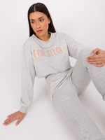 Light gray casual set with sweatshirt with colorful lettering