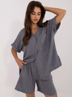 Dark grey two-piece summer set with blouse and shorts