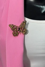 Butterfly Brooch A-2-21-7 apricot + gold