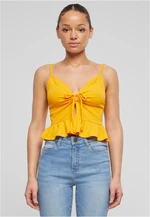 Women's top Waffle Pique Ruffle mango