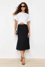 Trendyol Black Lined Tulle Midi Knitted Skirt