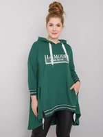 Dark green women's sweatshirt in larger size with pocket