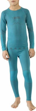 Viking Riko Kids Set Base Layer Blue 140 Sous-vêtements thermiques