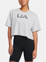 Under Armour UA Boxy Crop Branded SS Triko Šedá