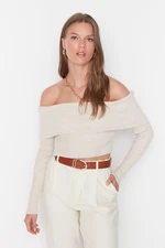 Trendyol Stone Crop Carmen Collar Knitwear Sweater