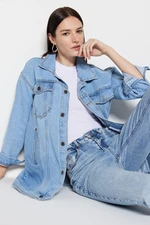 Trendyol Light Blue Denim Jeans Jacket with Bronze Buttons